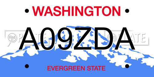 A09ZDA Washington License Plate