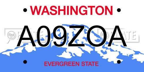 A09ZOA Washington License Plate