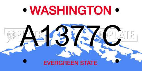 A1377C Washington License Plate