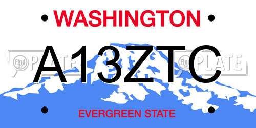 A13ZTC Washington License Plate