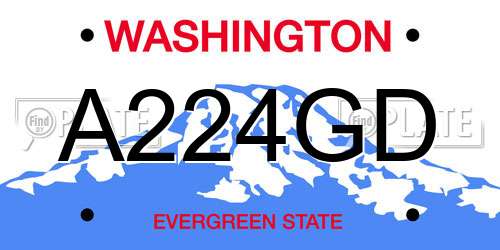 A224GD Washington License Plate