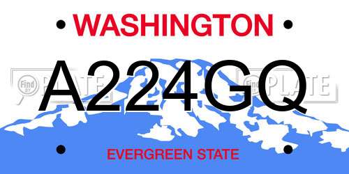 A224GQ Washington License Plate