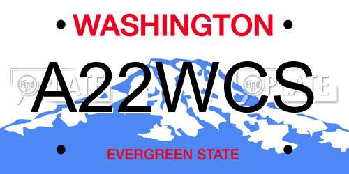 A22WCS Washington License Plate
