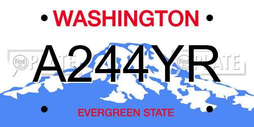 A244YR Washington License Plate