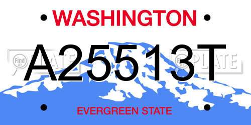 A25513T Washington License Plate