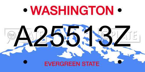 A25513Z Washington License Plate