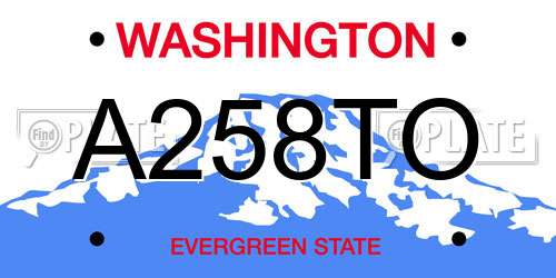 A258TO Washington License Plate