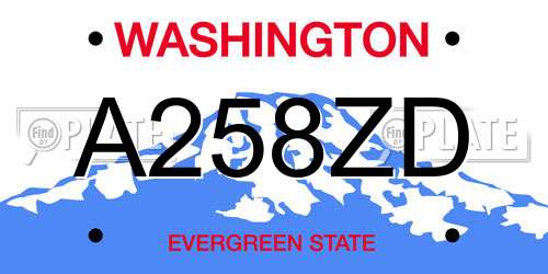 A258ZD Washington License Plate