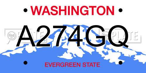 A274GQ Washington License Plate