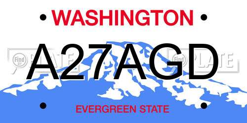 A27AGD Washington License Plate
