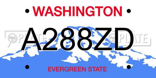 A288ZD Washington License Plate