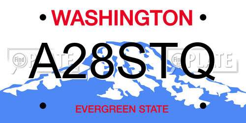 A28STQ Washington License Plate
