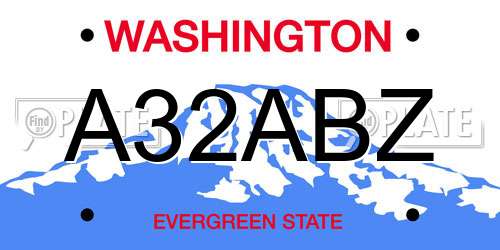 A32ABZ Washington License Plate