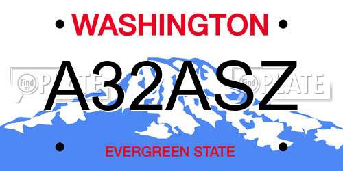 A32ASZ Washington License Plate