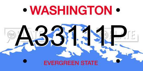 A33111P Washington License Plate