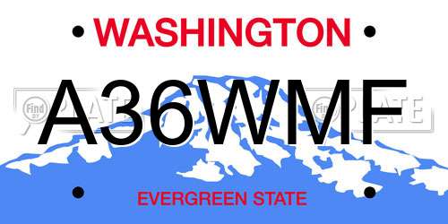 A36WMF Washington License Plate