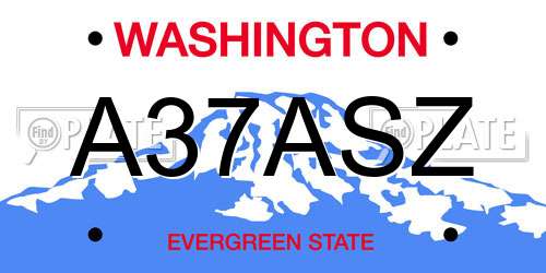 A37ASZ Washington License Plate