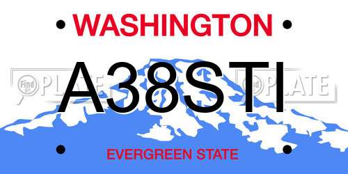 A38STI Washington License Plate