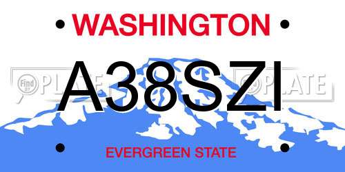 A38SZI Washington License Plate