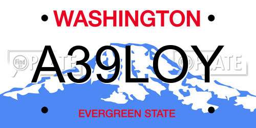 A39LOY Washington License Plate