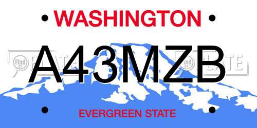 A43MZB Washington License Plate