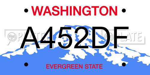 A452DF Washington License Plate