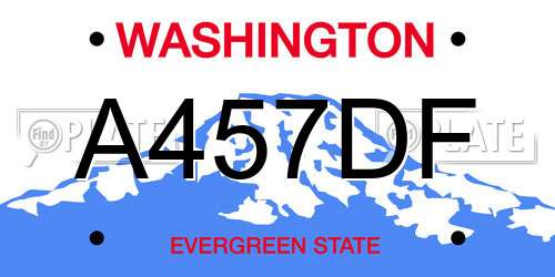 A457DF Washington License Plate