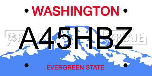A45HBZ Washington License Plate
