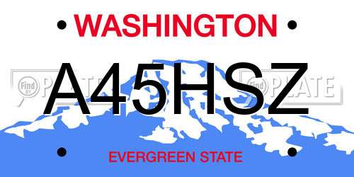 A45HSZ Washington License Plate