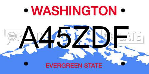 A45ZDF Washington License Plate