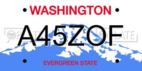 A45ZOF Washington License Plate