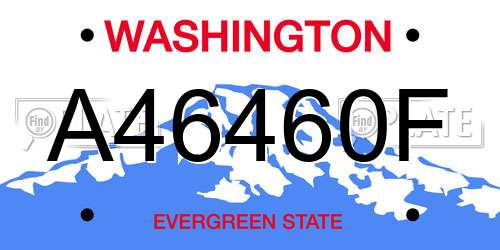 A46460F Washington License Plate