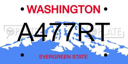 A477RT Washington License Plate