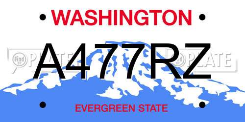 A477RZ Washington License Plate