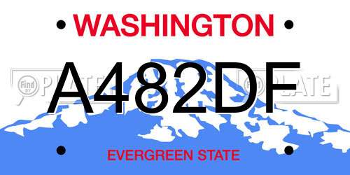 A482DF Washington License Plate