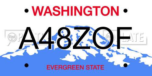 A48ZOF Washington License Plate