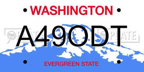 A49ODT Washington License Plate