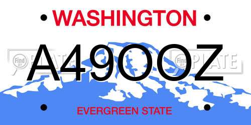 A49OOZ Washington License Plate