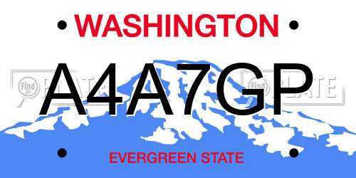 A4A7GP Washington License Plate