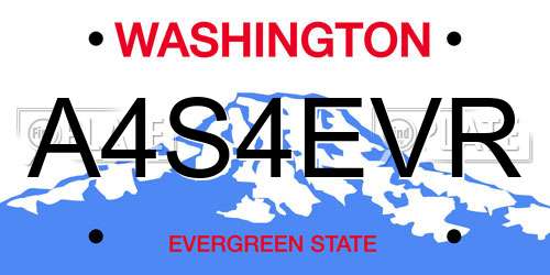 A4S4EVR Washington License Plate