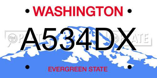 A534DX Washington License Plate