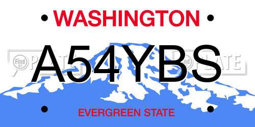 A54YBS Washington License Plate