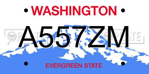 A557ZM Washington License Plate