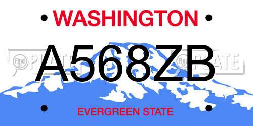 A568ZB Washington License Plate