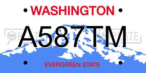 A587TM Washington License Plate