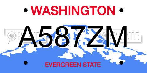 A587ZM Washington License Plate