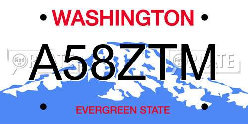A58ZTM Washington License Plate