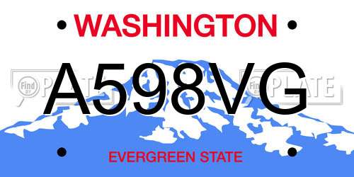 A598VG Washington License Plate