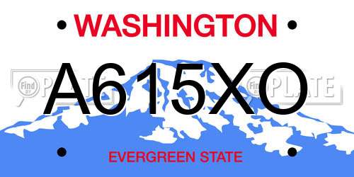 A615XO Washington License Plate
