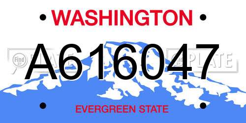 A616047 Washington License Plate